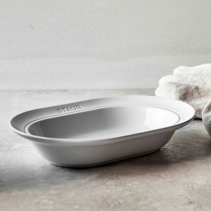 Dining Line, 25 cm ceramic oval serving dish, white, large 2