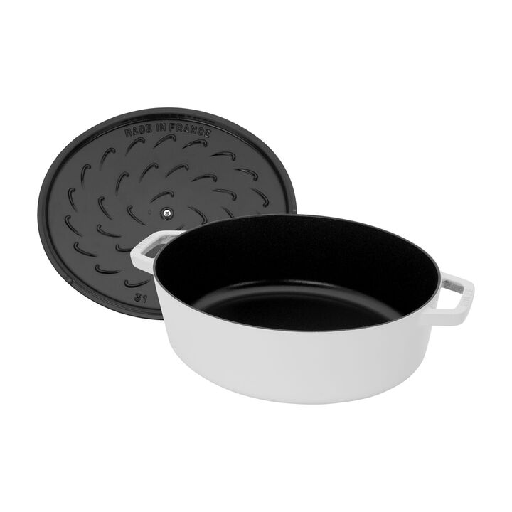Cast Iron, 6.25 qt, Wide Oval Dutch Oven, pure-white - Factory Second, large 3