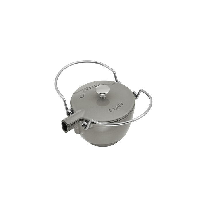 Cast Iron, 1 qt, Round, Tea Kettle, Graphite Grey, large 2