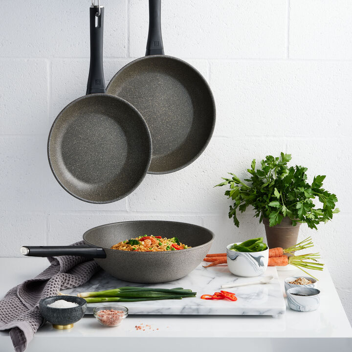Terreno, 3 Piece aluminum Frypans and Wok Set, large 4