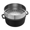 La Cocotte, Cocotte con vaporera 26 cm, redondo, Negro, Hierro fundido, small 2
