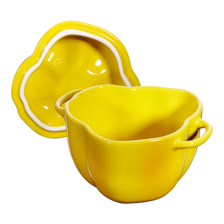 Ceramique, 11 cm ceramic Cocotte yellow, large 4