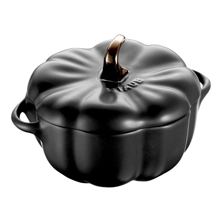 Stoneware, 0.5 qt, Pumpkin, Petite Dutch Oven, Black Matte, large 1