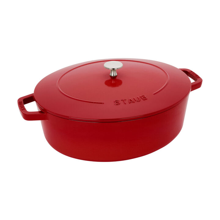 Cast Iron, 6.25 qt, Wide Oval Dutch Oven, cherry - Factory Second, large 1
