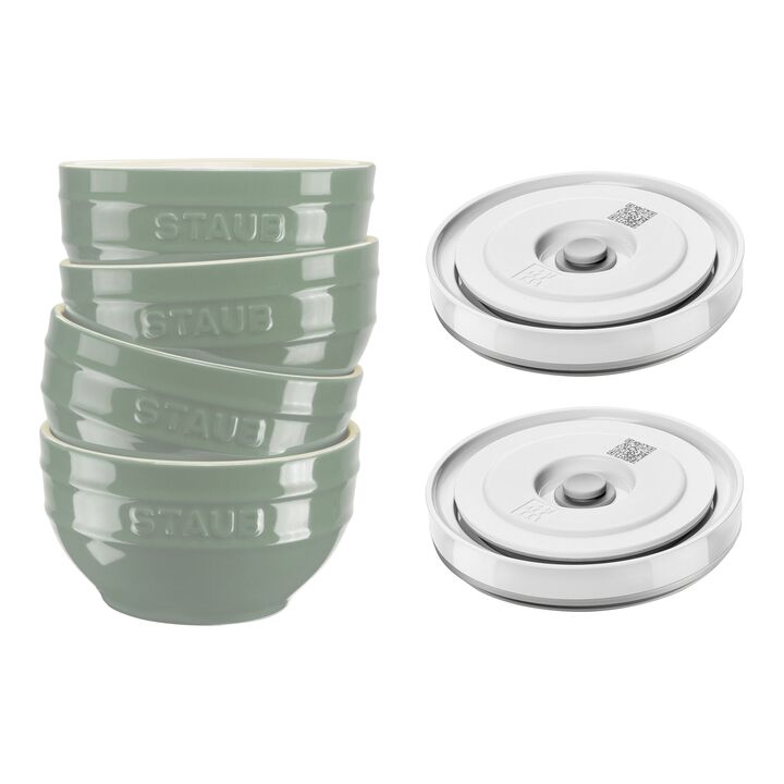 Conjunto de Tigelas com Tampas de Vácuo/6 Peças, 12 cm/eucalipto, large 1
