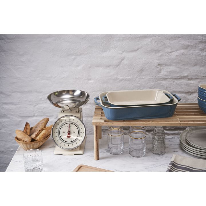 Stoneware, 2-pc, Rectangular Baking Dish Set, rustic turquoise, large 3