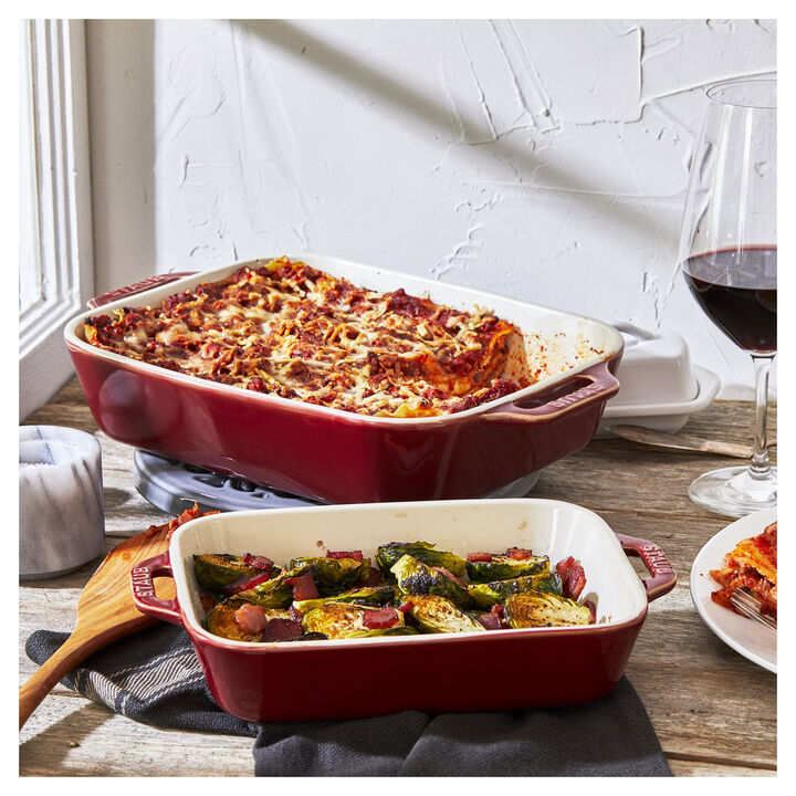 Stoneware, 2-pc, Rectangular Baking Dish Set, rustic red, large 4