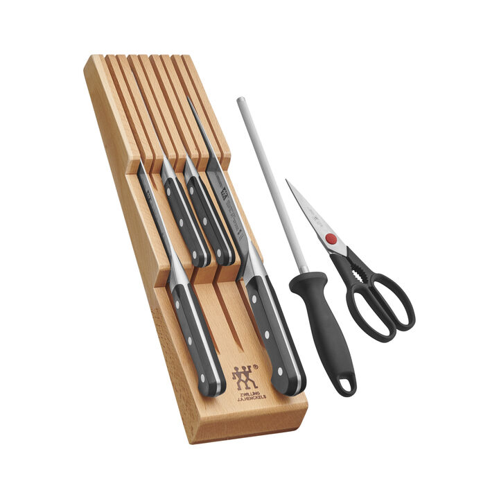 Pro, 7-pc, Block Set with Beechwood In-Drawer Knife Tray, natural, large 1