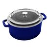 Cast Iron, 4 qt, Round, Glass Lid Dutch Oven, Dark Blue, small 1