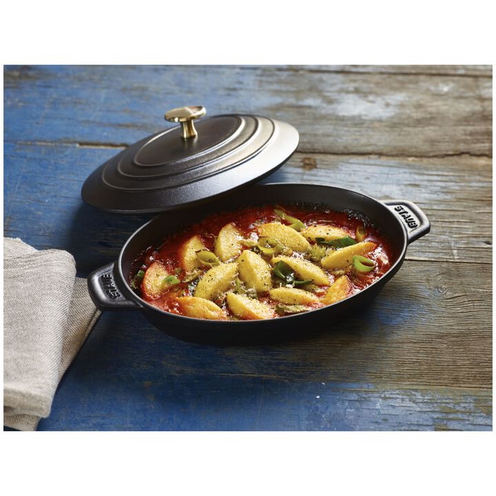 Plats en fonte, 23 cm, Assiette chaude , Noir mat, large 3
