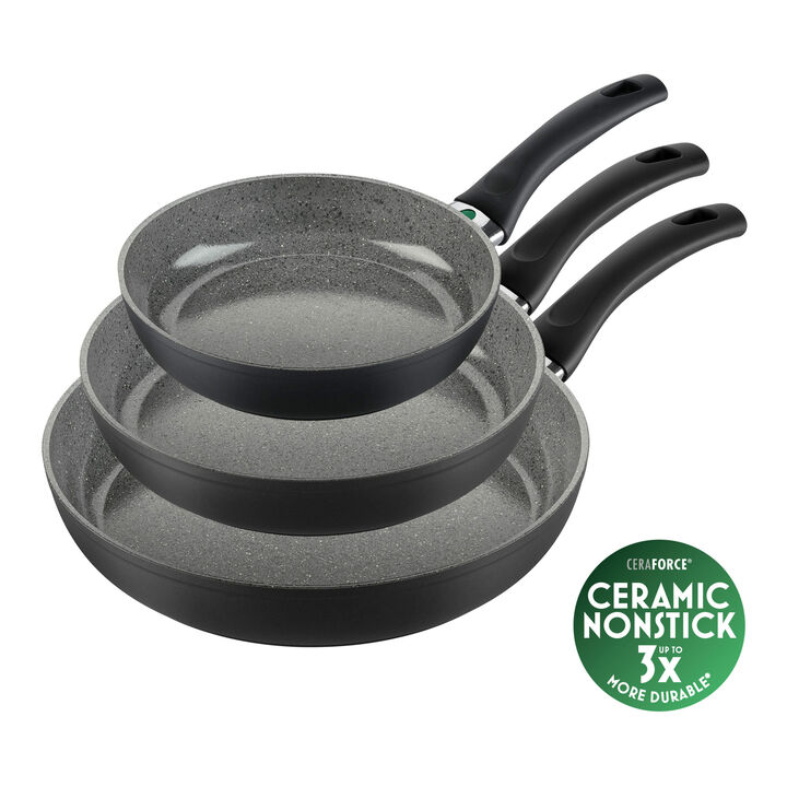 Bari, Stegepandesæt Keramisk Non-Stick Belægning, 3-dele/ 20/24/28 cm, Stengrå, Aluminium, large 1
