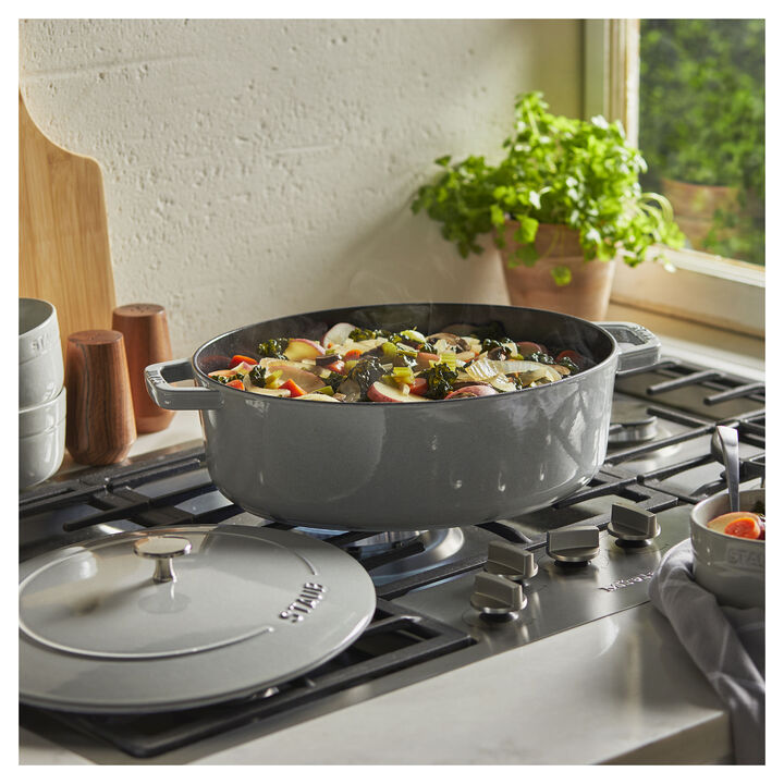 Cast Iron, 6.25 qt, Wide Oval Dutch Oven, white truffle, large 2