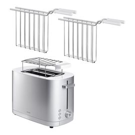 Set de grille-pain, grille pour sandwichs & viennoiserie, 4-pcs., argent / blanc, Acier