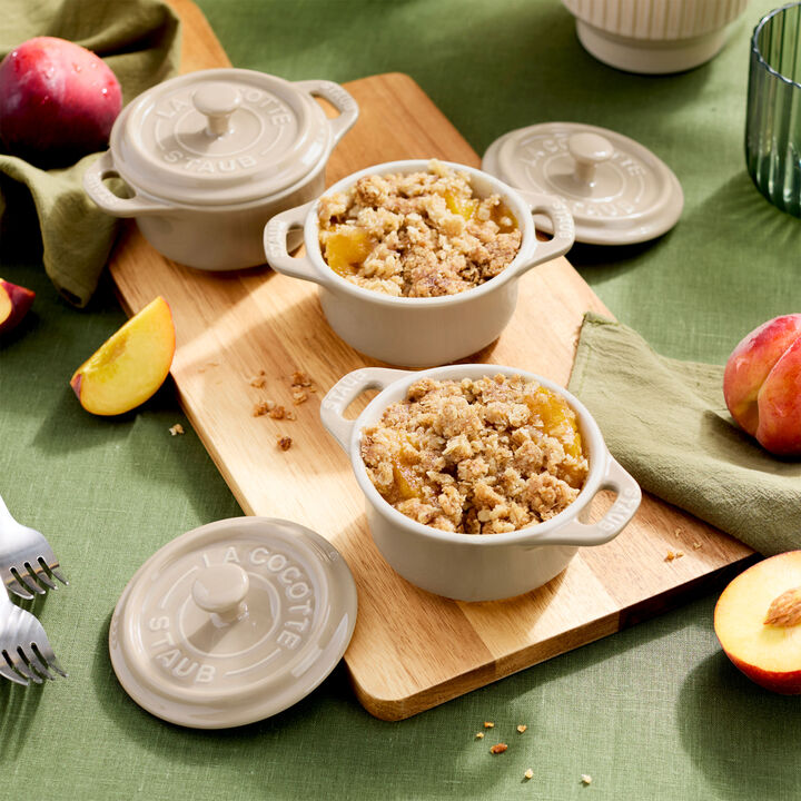 Stoneware, 3-pc, Mini Round Dutch Oven Set, sesame, large 2