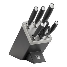 7-pces, Bloc à couteaux, Argenté, Anthracite