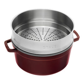 Cocotte avec panier vapeur 26 cm, Rond(e), Grenadine, Fonte