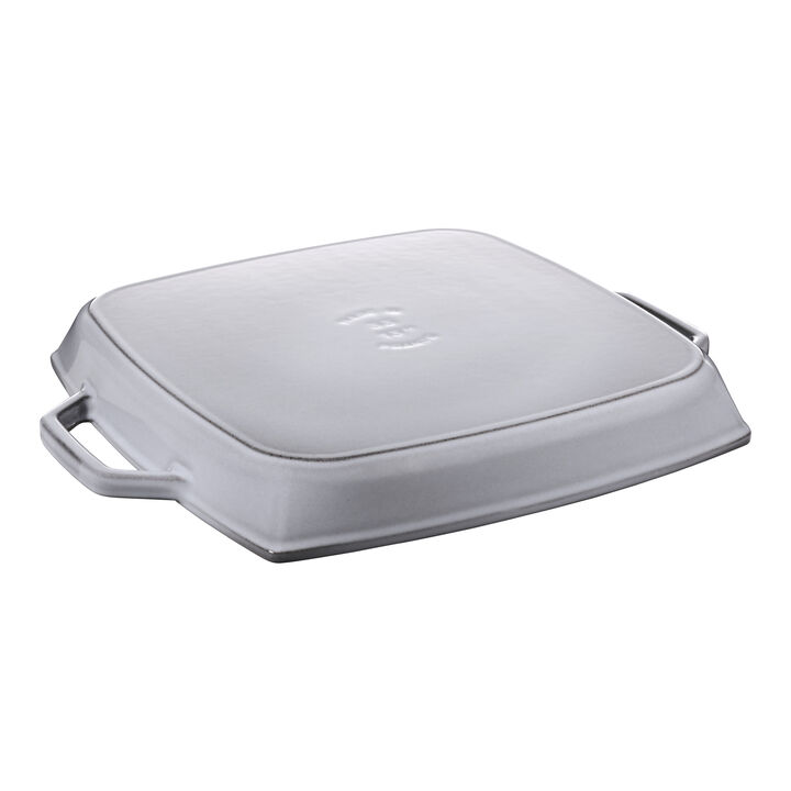 Grill Pans, Grillpfanne mit zwei Griffen, quadratisch, 33 cm, grau 33 cm, quadratisch, Graphit-Grau, Gusseisen, large 2