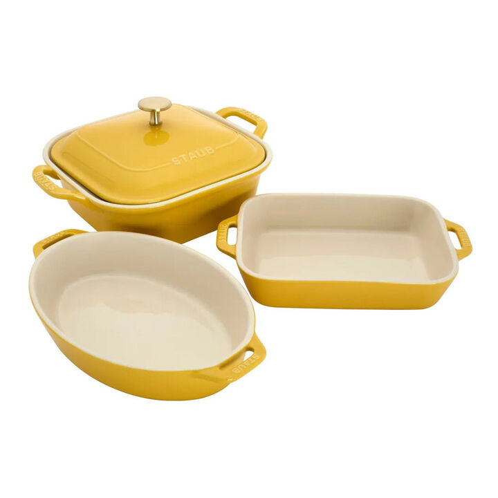 Stoneware, 4-pc, Mixed Baking Dish Set, citron, large 1