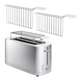 Set de grille-pain, grille pour sandwichs & viennoiserie, 4-pcs., argent / blanc, Acier