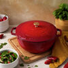 La Cocotte, 4.8 l cast iron round Essential French Oven with Snake Lid, cherry, small 8