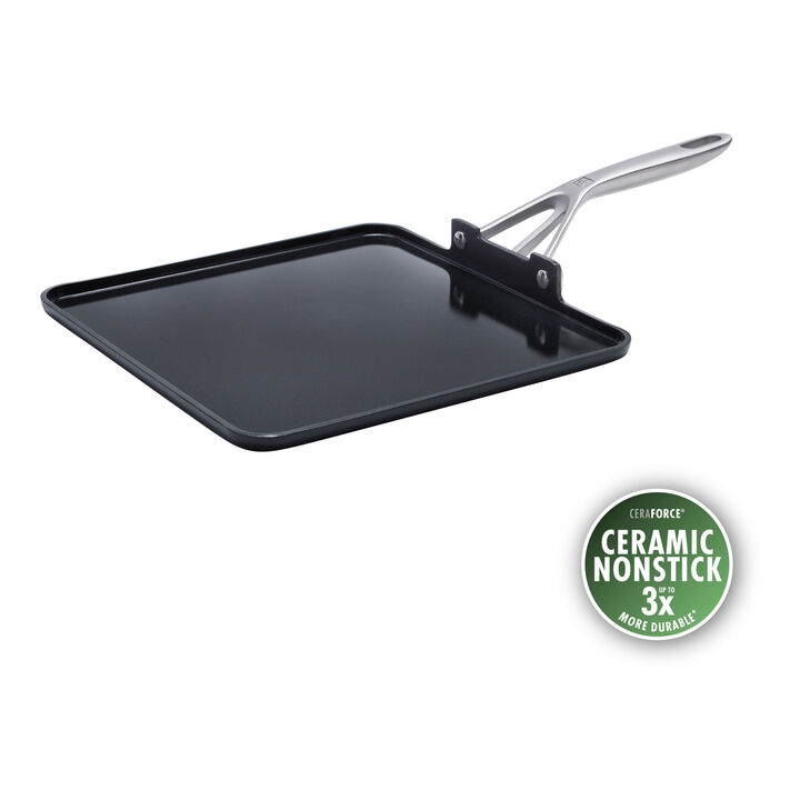 Motion Ceramic, 28 cm / 11 inch aluminum square non-stick griddle, black, large 1
