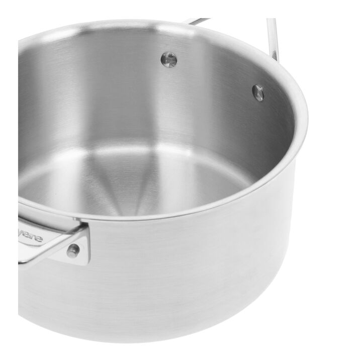 Essential 5, 3.8 l 18/10 Stainless Steel round sauce pan with lid 4QT, silver, large 3