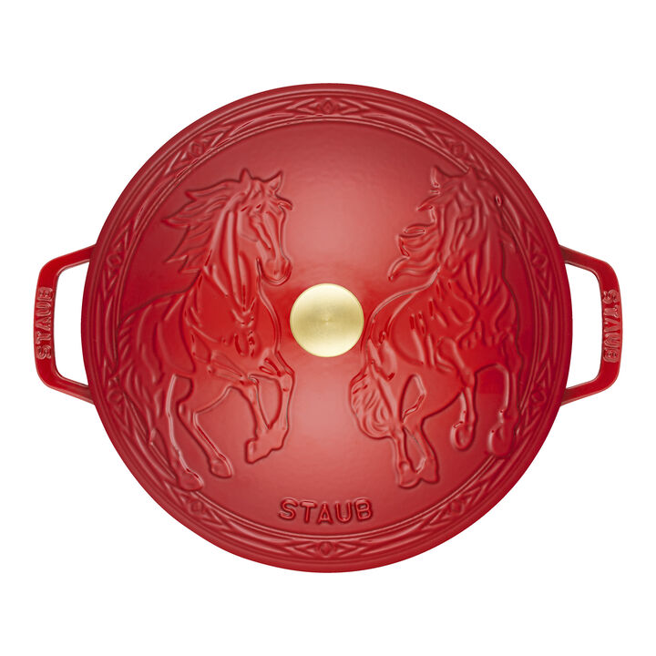 La Cocotte, 5 qt, Essential French Oven with Horse Lid, cherry, large 3