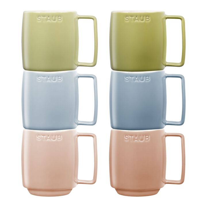 Ceramique, Macaron Coffee Mug Set  350 ml / 6 Piece, mixed Colours, large 1