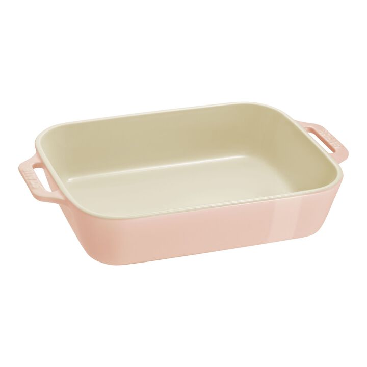 Stoneware, 2-pc, Rectangular Baking Dish Set Macaron, light pink, large 3