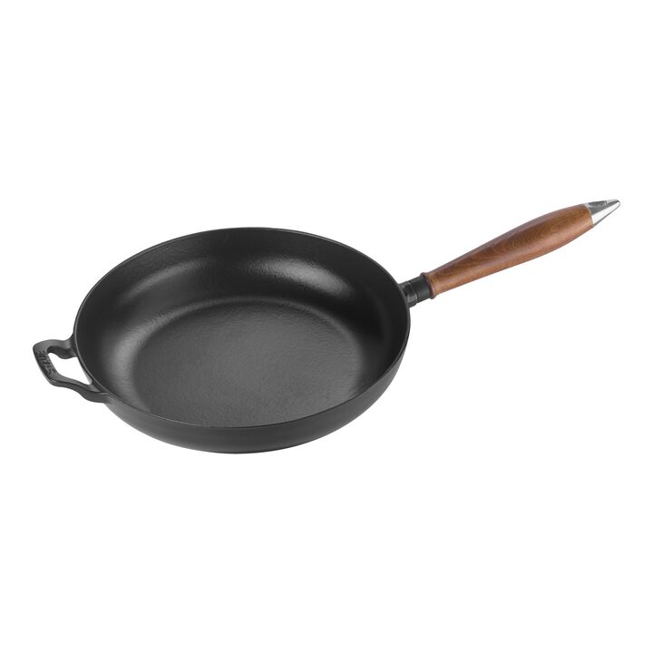 Pans, Bratpfanne mit Holzgriff 28 cm, rund, Schwarz, Gusseisen, large 1