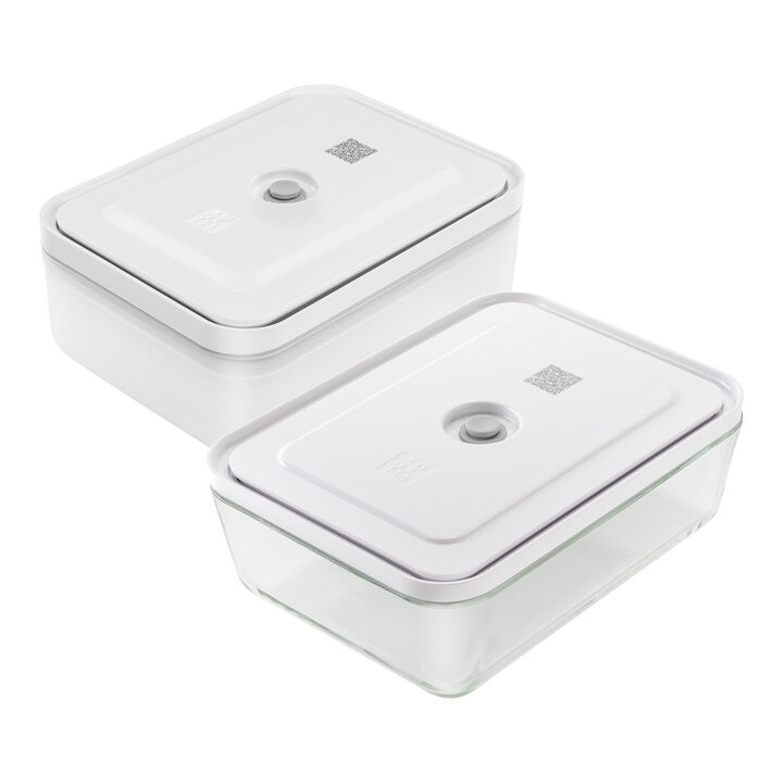Fresh & Save, Vakuum set, 2-st/L, Semitransparent-Grå/ Transparent, Plast/Glas, large 1