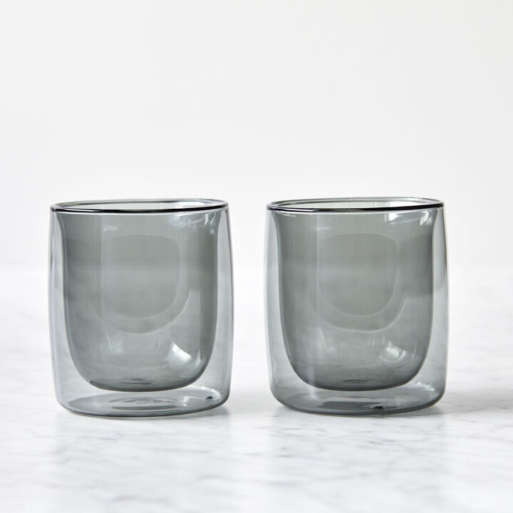 Sorrento Bar, 2-pc Tumbler Glass Set - Smoke Grey, Double Wall , large 2