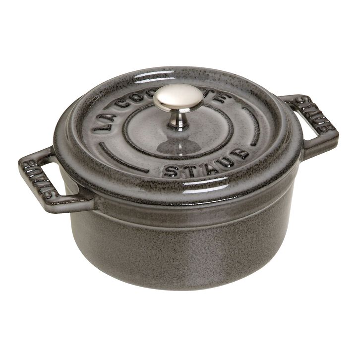 Cast Iron, 0.25 qt, Mini Round Dutch Oven, graphite grey, large 1