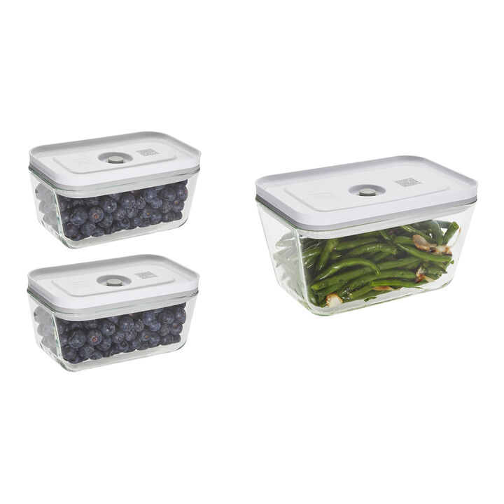 Fresh & Save, 3-pc, Vacuum Box Set, Glass, Grey, large 1