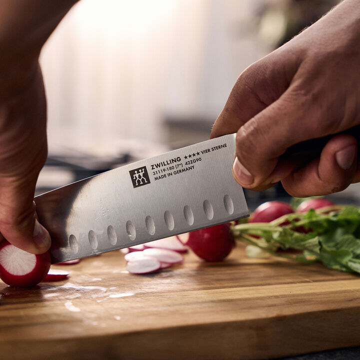 VIER STERNE, Cuchillo Santoku 18 cm, alveolado, large 4
