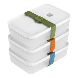 Vacuüm brooddoos set, L plat / 6-delig, Kunststof, semitransparant-Grijs