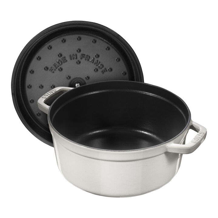 Cast Iron, 7 qt, Round, Dutch Oven, White Truffle, large 3