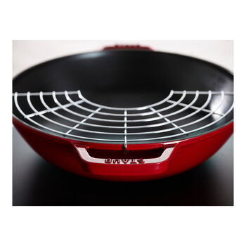 Wok Tava Cam Kapaklı | d&ouml;k&uuml;m demir | Kiraz | 30 cm,,large 5