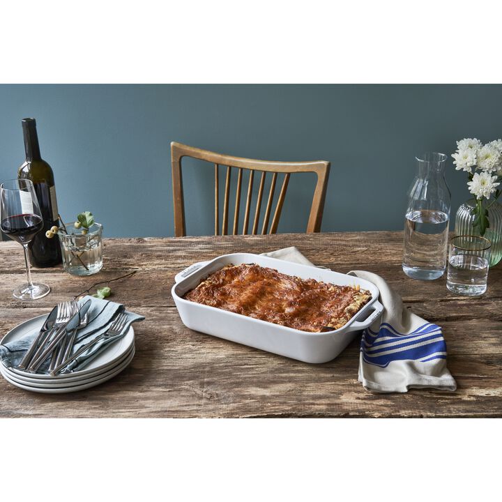 Ceramique, 34 x 24 cm rectangular ceramic Oven dish white, large 3