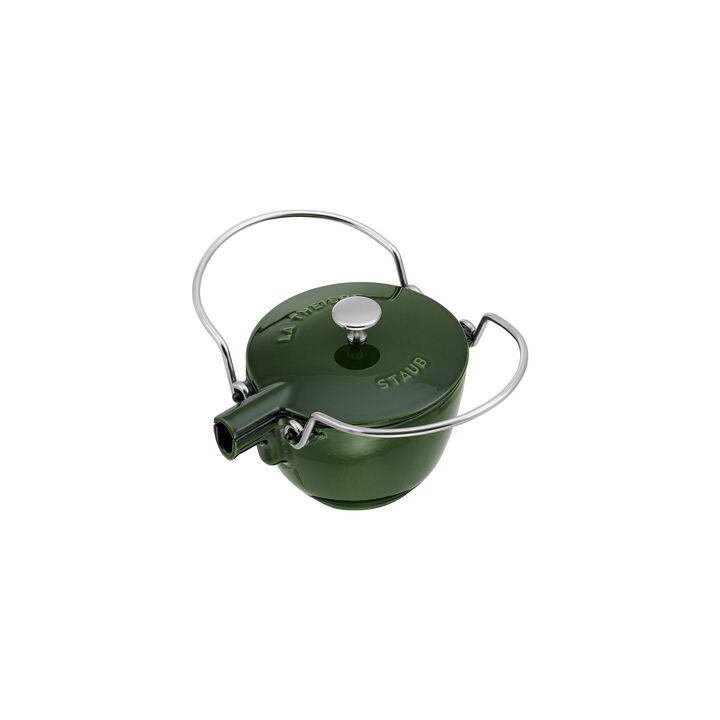 Cast Iron, 1 qt, Round, Tea Kettle, Basil, large 2