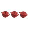 Ceramique, 3 Piece ceramic Cocotte set, cherry, small 1