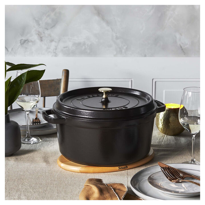 Cast Iron, 5.5 qt, Round, Dutch Oven, Black Matte, large 2