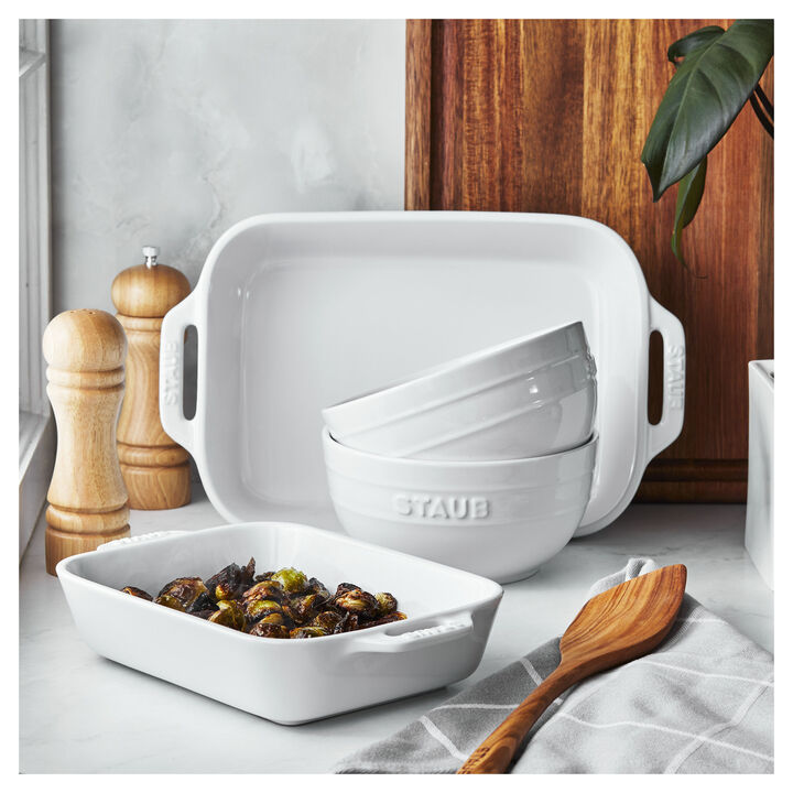 Stoneware, 4-pc, Baking And Bowl Set, White, large 4