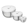 Fresh & Save BOWLS, Set di ciotole sottovuoto S/M/L / 6-pz., acciaio inox, bianco-acciaio, small 1