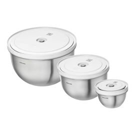 Vakuumschüssel Set S/M/L / 6-tlg, Edelstahl, Silber-Weiß