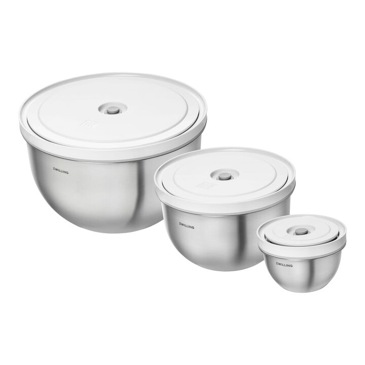 Fresh & Save BOWLS, Set de bols sous vide S/M/L / 6-pcs, Acier inoxydable, Blanc argenté, large 1