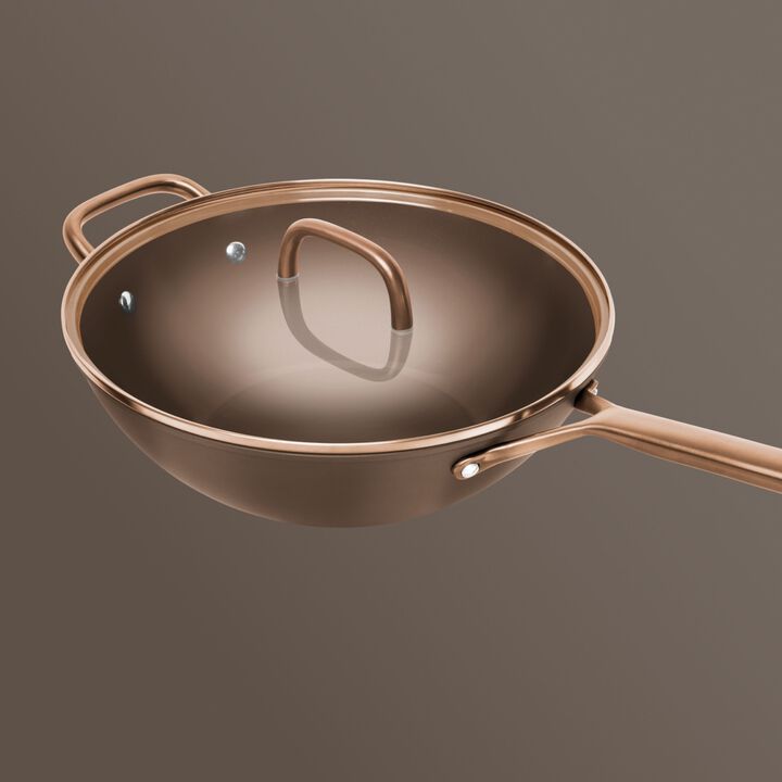 Milano, Wok con coperchio in vetro - 30 cm, alluminio, CERAFORCE Titanium, large 3