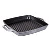 Grill Pans, Grillpfanne mit zwei Griffen, quadratisch, 33 cm, grau 33 cm, quadratisch, Graphit-Grau, Gusseisen, small 1