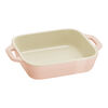 Ceramique, 3-pcs rectangular ceramic Ovenware set light pink, small 4