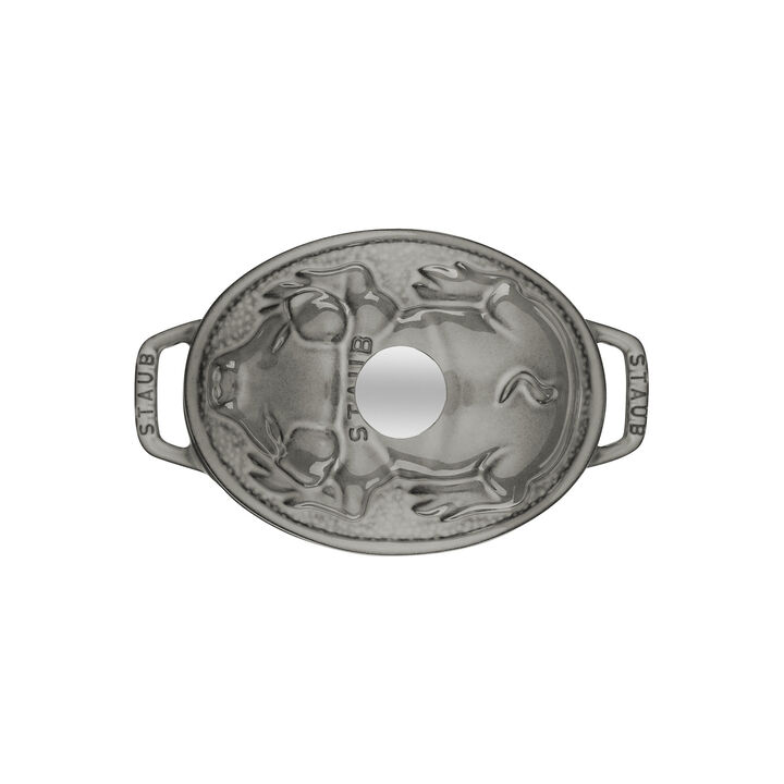 Cast Iron, 1 qt, Oval, Pig Dutch Oven, Graphite Grey, large 4